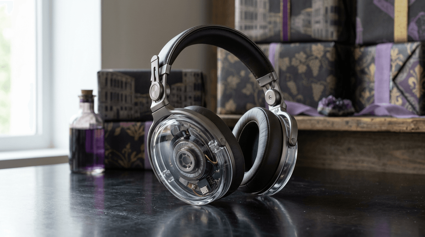 Cuffie Nothing Headphone 1 Pro con design trasparente e materiali premium su sfondo scuro