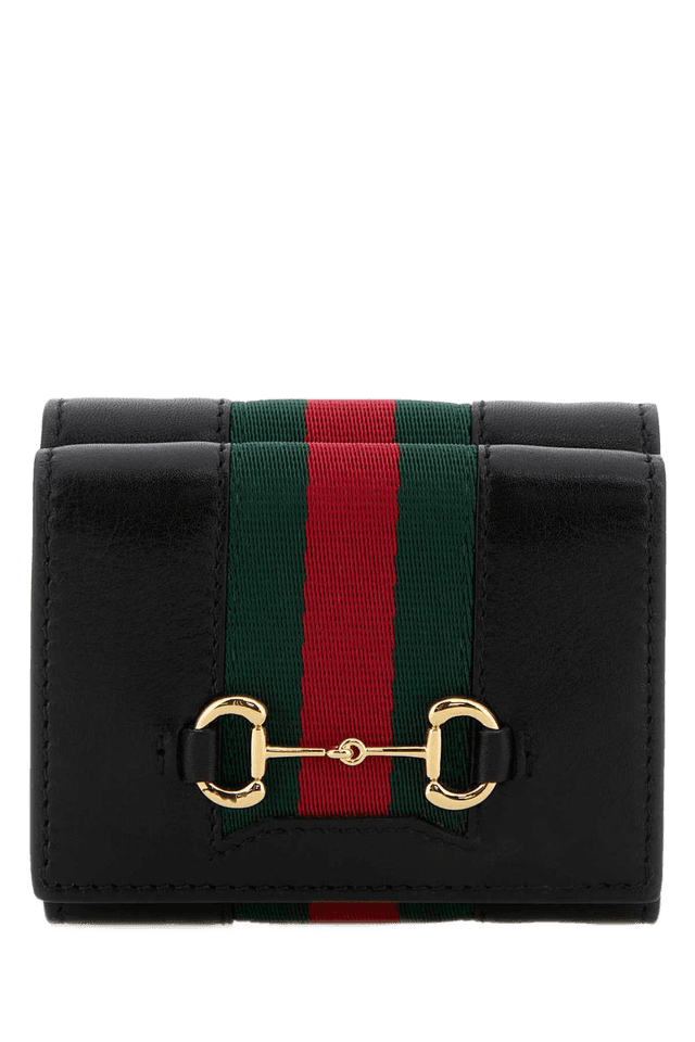 Gucci Striped Leather Wallet Black