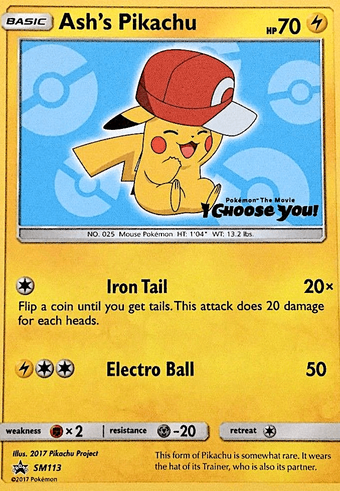 Ash's Pikachu SM113 – Sun & Moon Black Star Promo – English