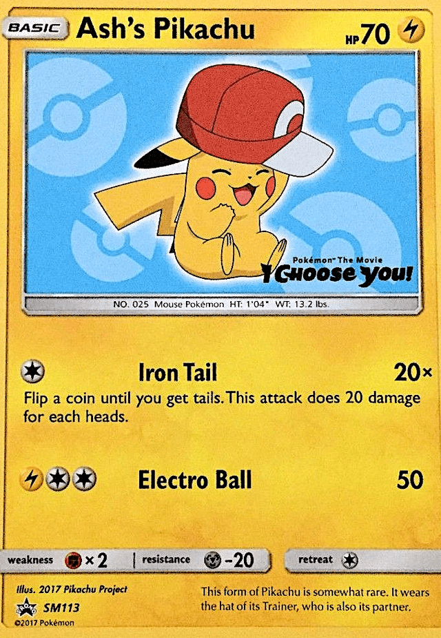 Ash's Pikachu SM113 – Sun & Moon Black Star Promo – English