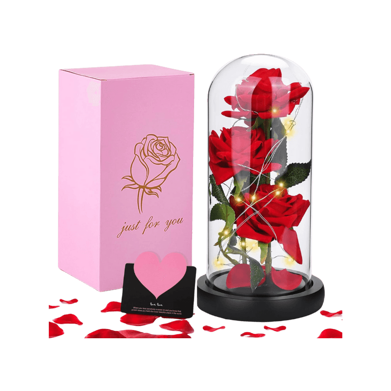 Rosa Eterna con un Elegante Cupola di Vetro