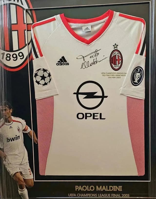 Maglia autografata Paolo Maldini AC Milan 2002-03 CL Final