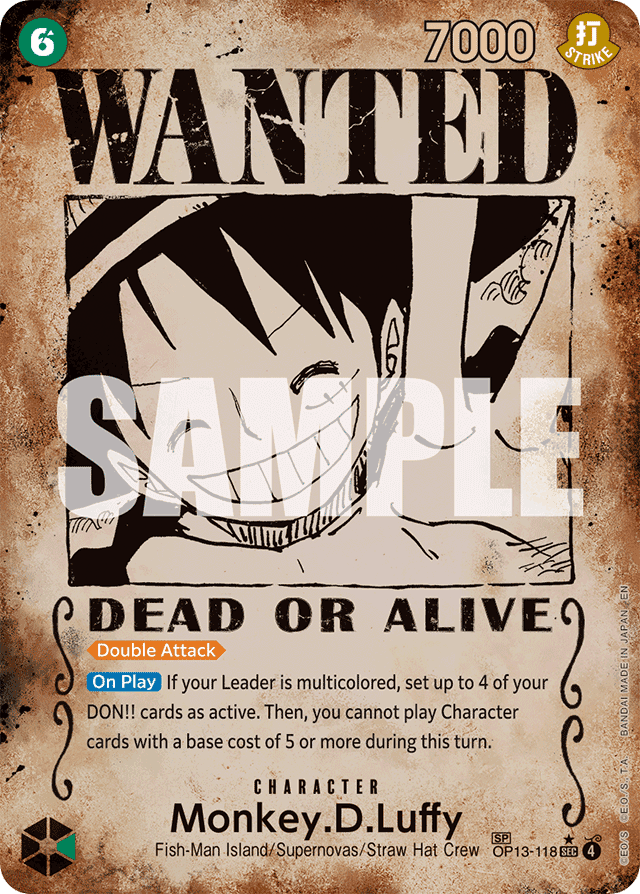 Monkey.D.Luffy OP13-118 Wanted Poster – Carrying On His Will