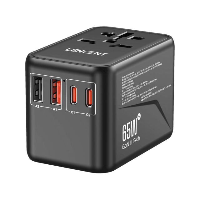 Lencent Adatttaore Universale da Viaggio GaN III 65W