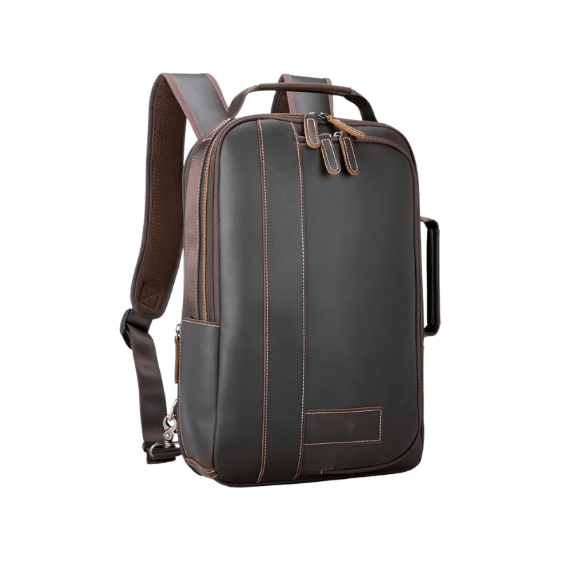 Zaino da Viaggio in Vera Pelle per Computer Portatile da 15,6 pollici