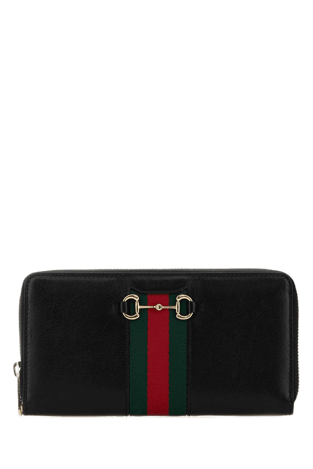 Gucci Horsebit-Trimmed Calf Skin Wallet Black