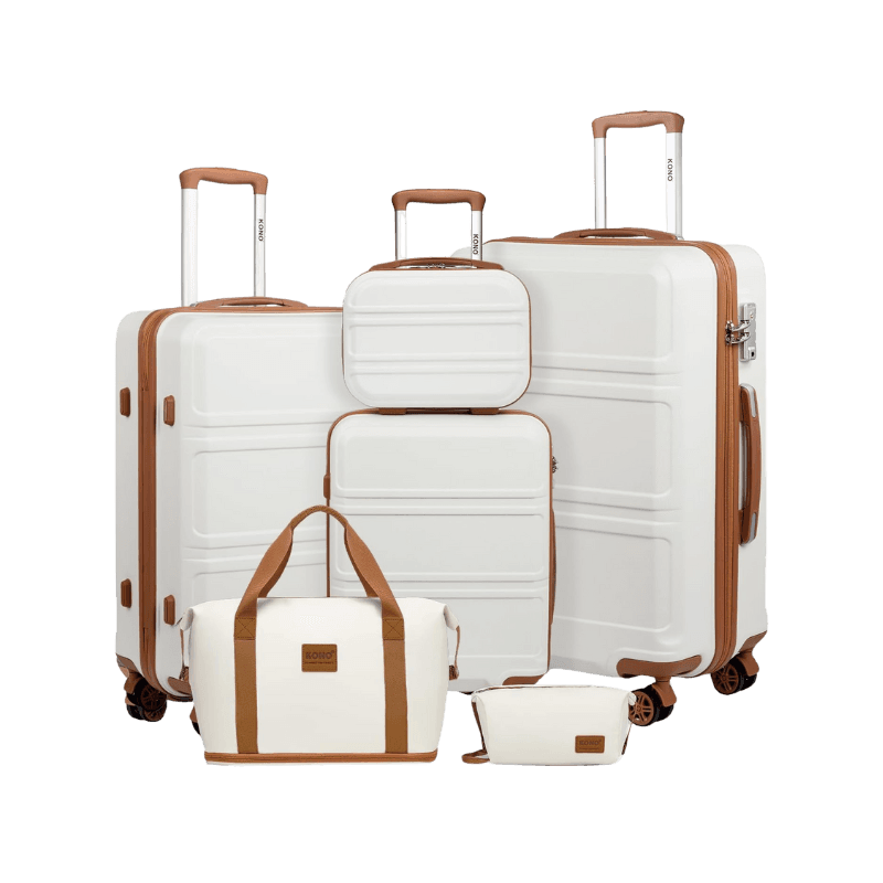 Kono Set di 6 Pezzi: Valigie Rigide da Viaggio (55/65/74cm) e Beauty Case