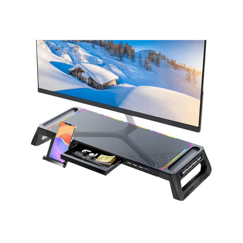Supporto per Monitor da Scrivania con Luci RGB e Hub USB 3.0