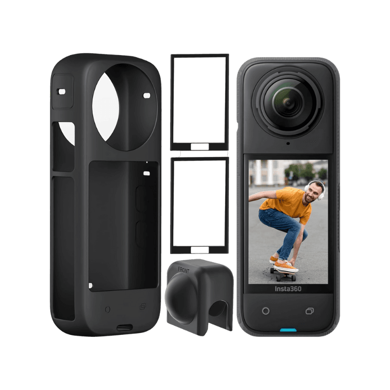 Semaiki Custodia in Silicone per Insta360 X4 con Copriobiettivo e 2 Pellicole Protettive