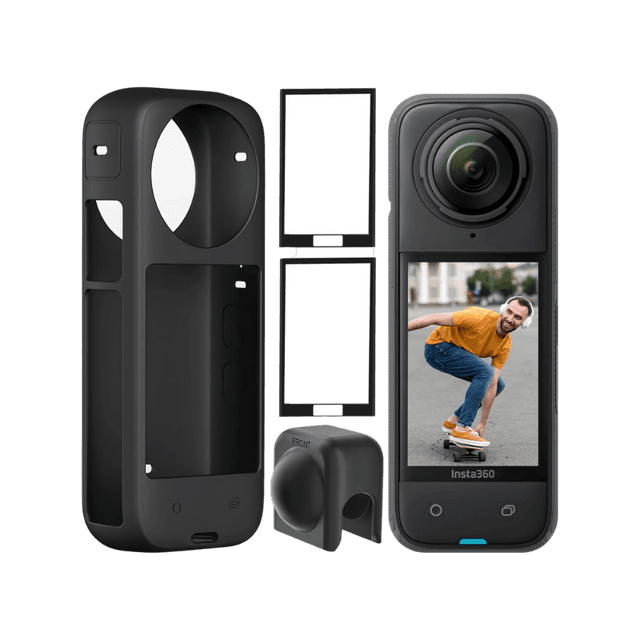 Semaiki Custodia in Silicone per Insta360 X4 con Copriobiettivo e 2 Pellicole Protettive