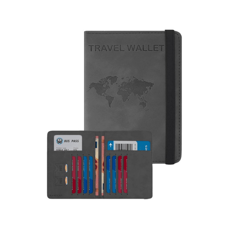 Porta Passaporto da Viaggio con 8 Tasche per Carte RFID