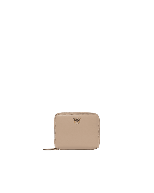 Portafoglio quadrato zip-around in pelle