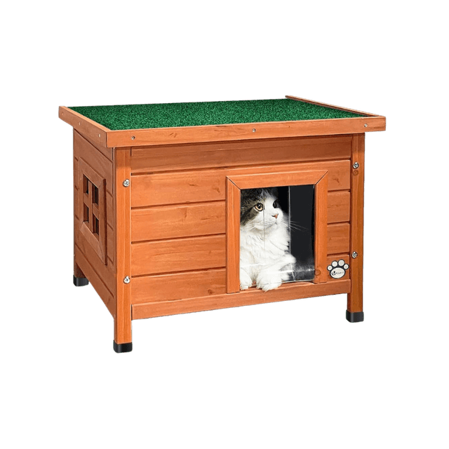 Casetta per Gatti in Legno da Esterno 57 x 45 x 43cm